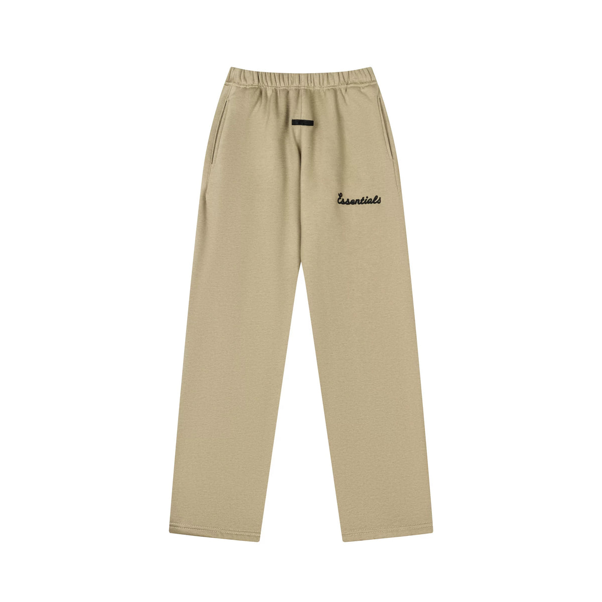 Fog Essentials Warm‑Tone Tan Loose Straight‑Leg Embroidered Street‑wear Sweatpants