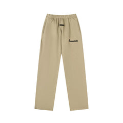 Fog Essentials Warm‑Tone Tan Loose Straight‑Leg Embroidered Street‑wear Sweatpants