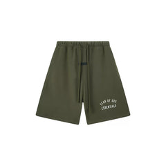 Fog Essentials Olive Green Utility-Inspired Sweat Shorts – Relaxed Everyday Fit