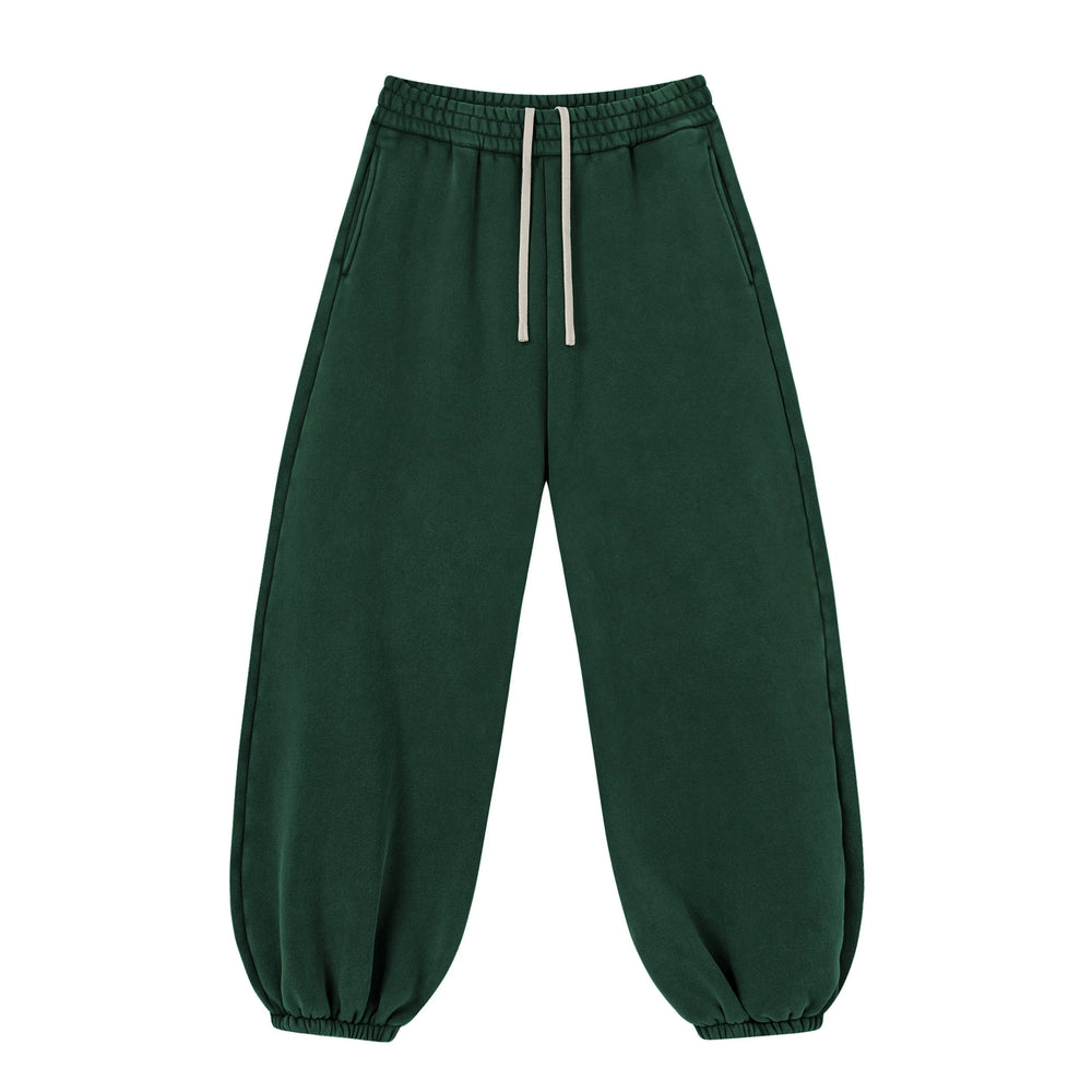 Kanye Dark‑Green Washed Balloon‑Leg Jogger Pants Elastic Cuff Baggy Street‑Wear Sweatpants