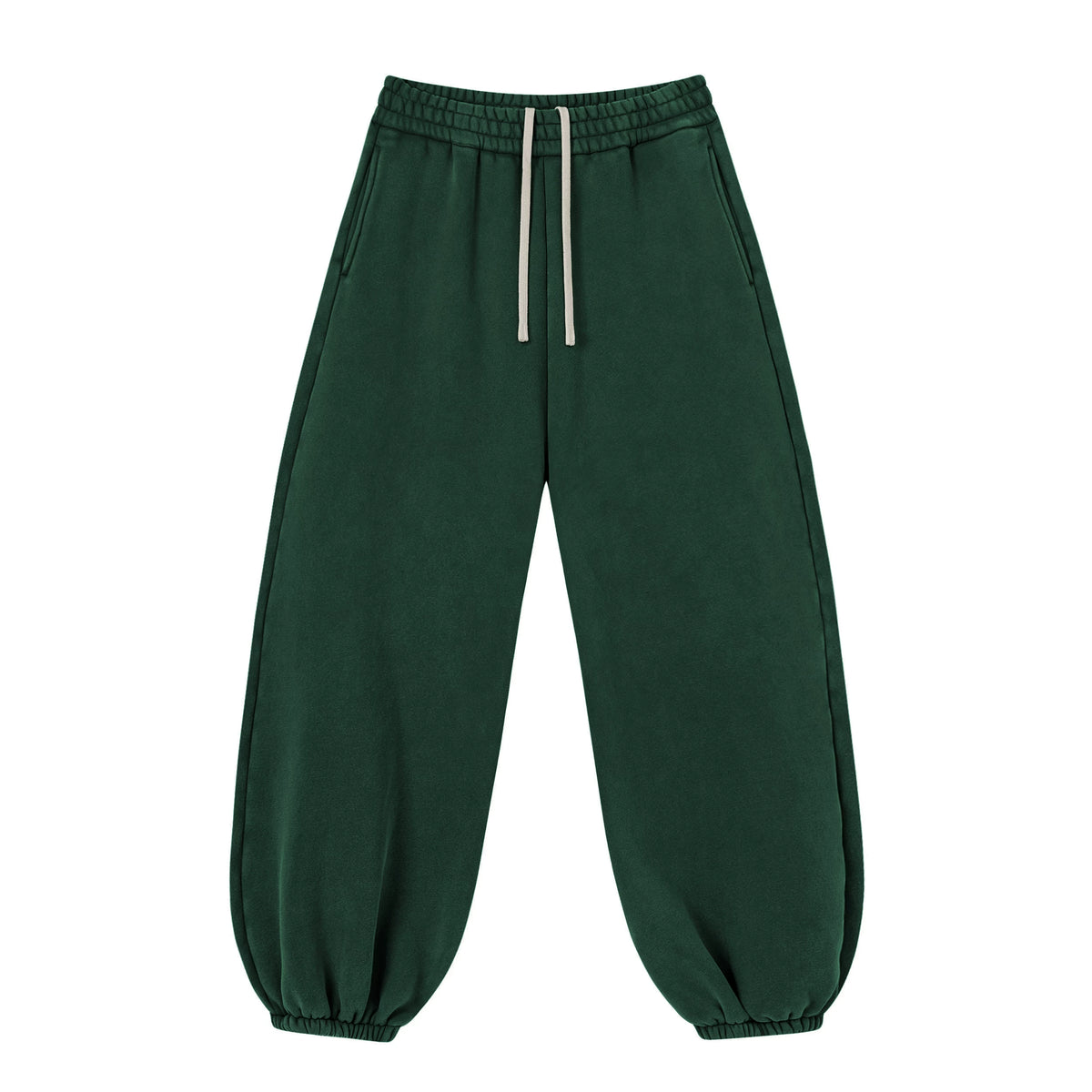 Kanye Dark‑Green Washed Balloon‑Leg Jogger Pants Elastic Cuff Baggy Street‑Wear Sweatpants