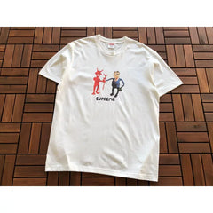 Supreme White Cartoon Figure Graphic Printed Short‑Sleeve T‑Shirt Casual Street Tee