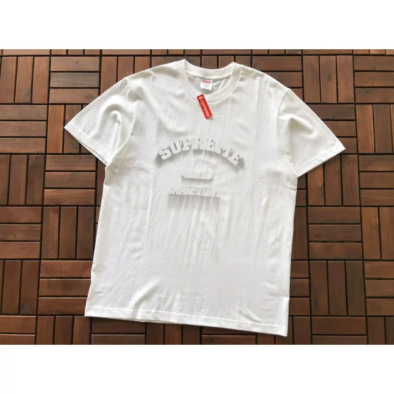 Supreme White Arch Letter Logo Short‑Sleeve T‑Shirt Street Casual Tee
