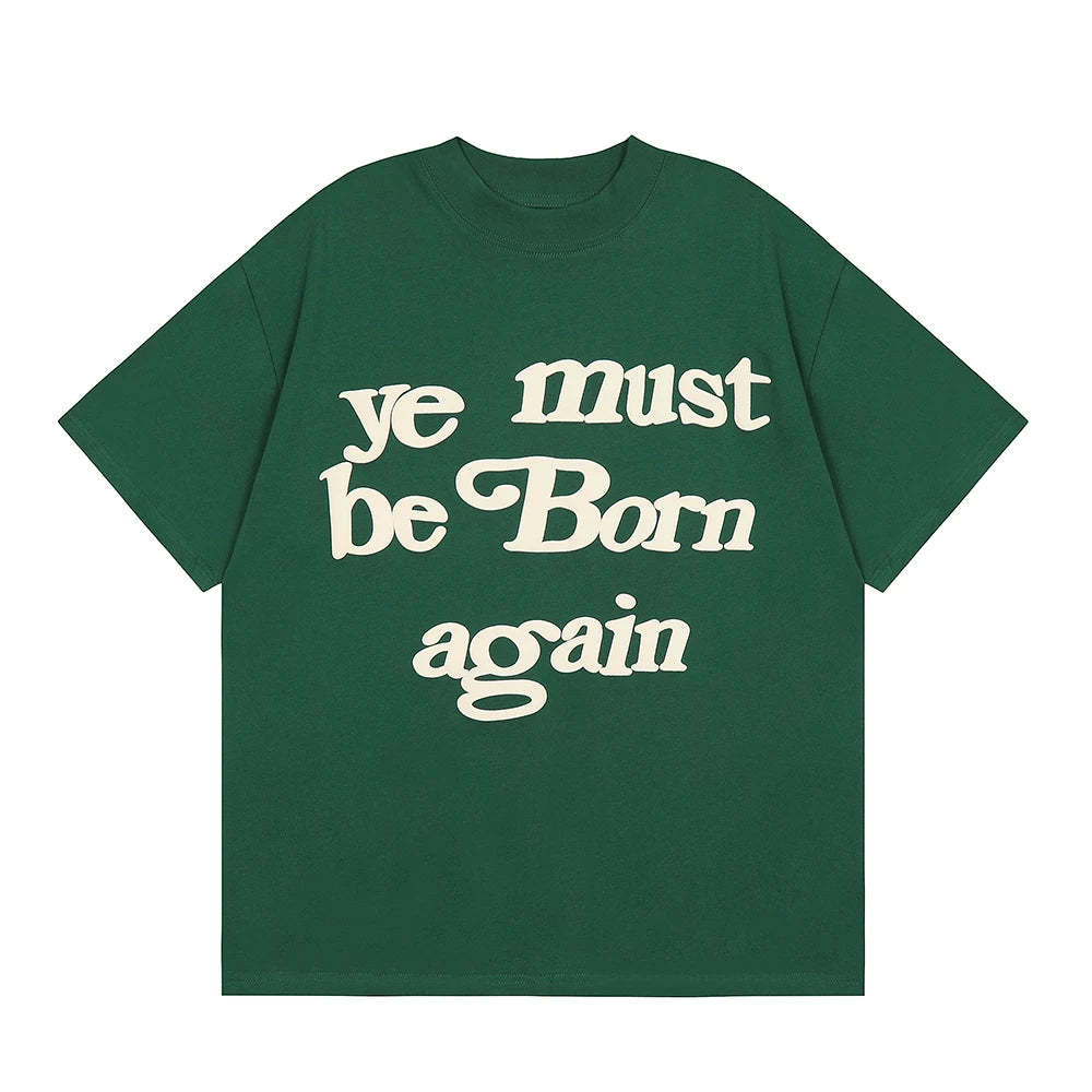 Kanye Ye Must Be Born Again Forest Green Retro Oversized Graphic T‑Shirt