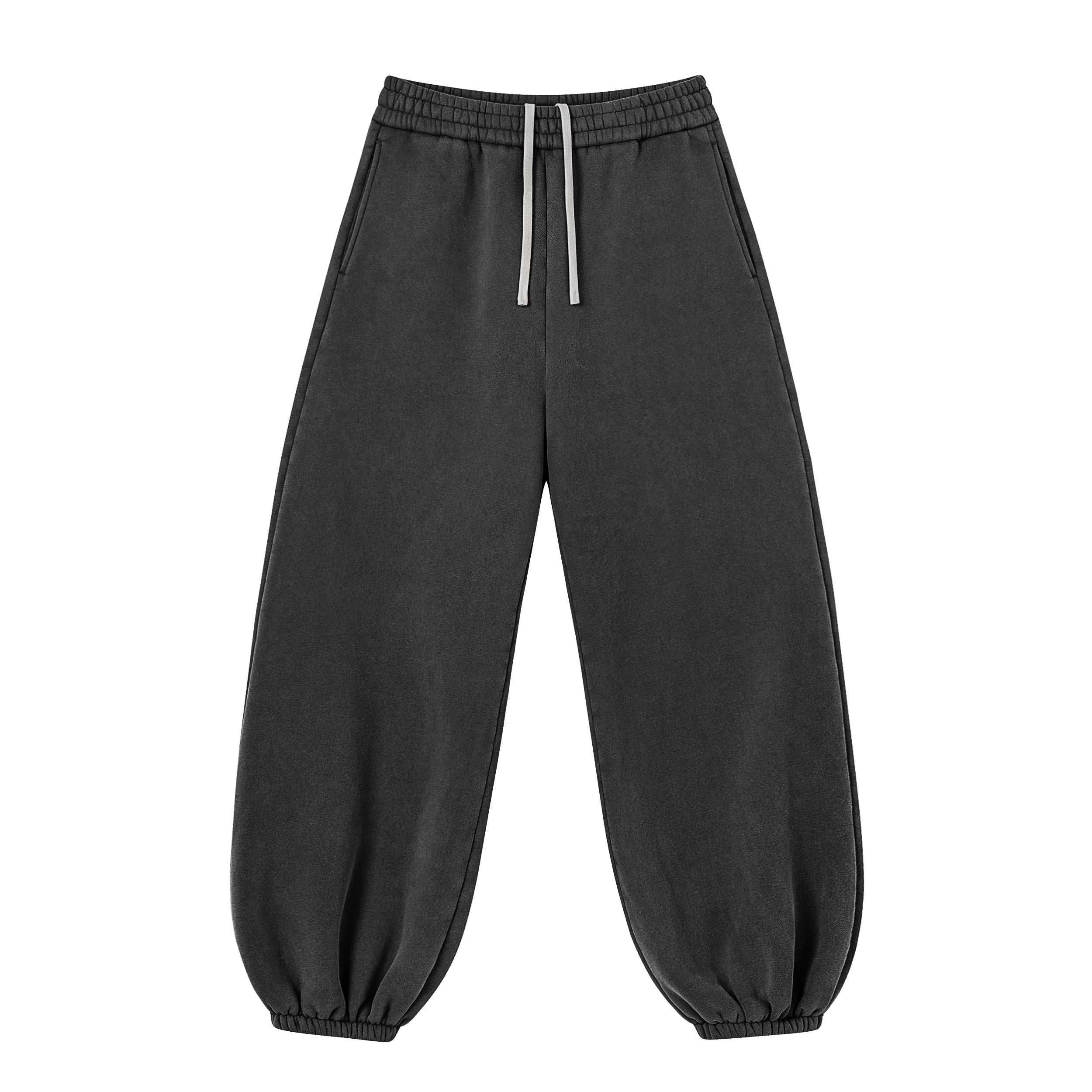 Kanye Retro Dark Grey  Vintage Washed Baggy Jogger Pants Elastic Cuff Streetwear Sweatpants