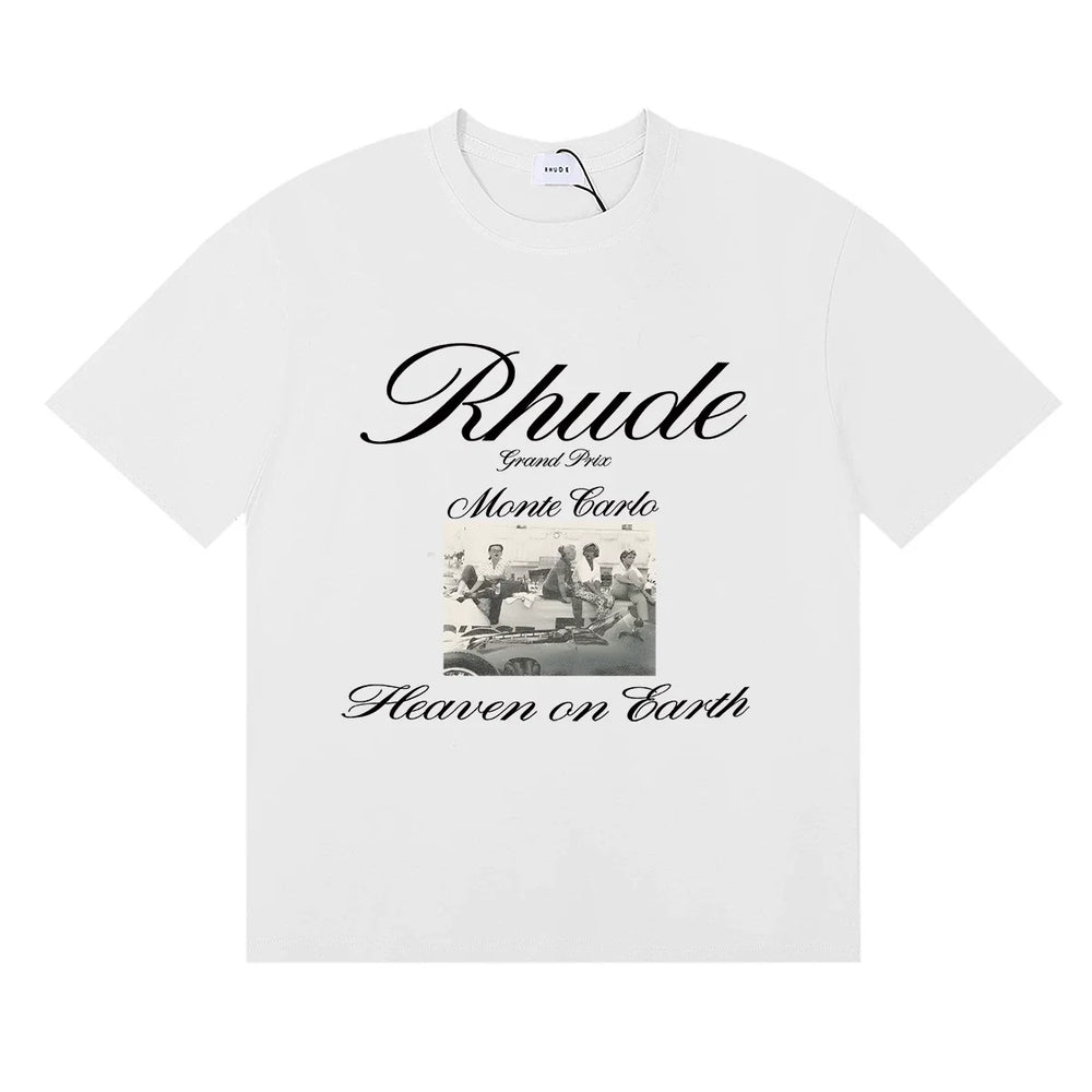 Rhude Heave on Earth Retro Printed High Street Loose Couple Short sleeved T-shirt Summer