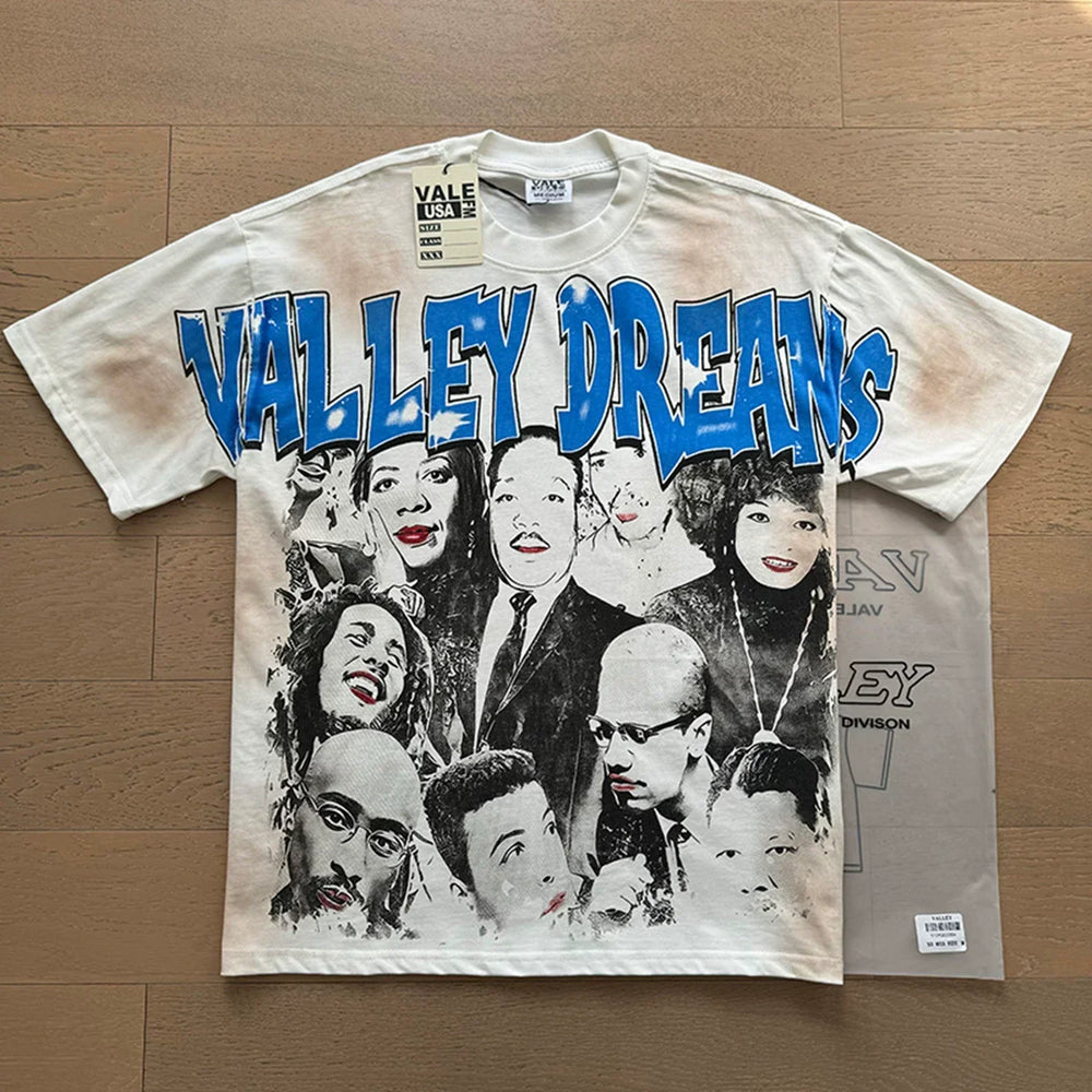 VALEFOREVER White Portrait Collage Vale Dreams Tour Vintage Graphic Short Sleeve T-Shirt
