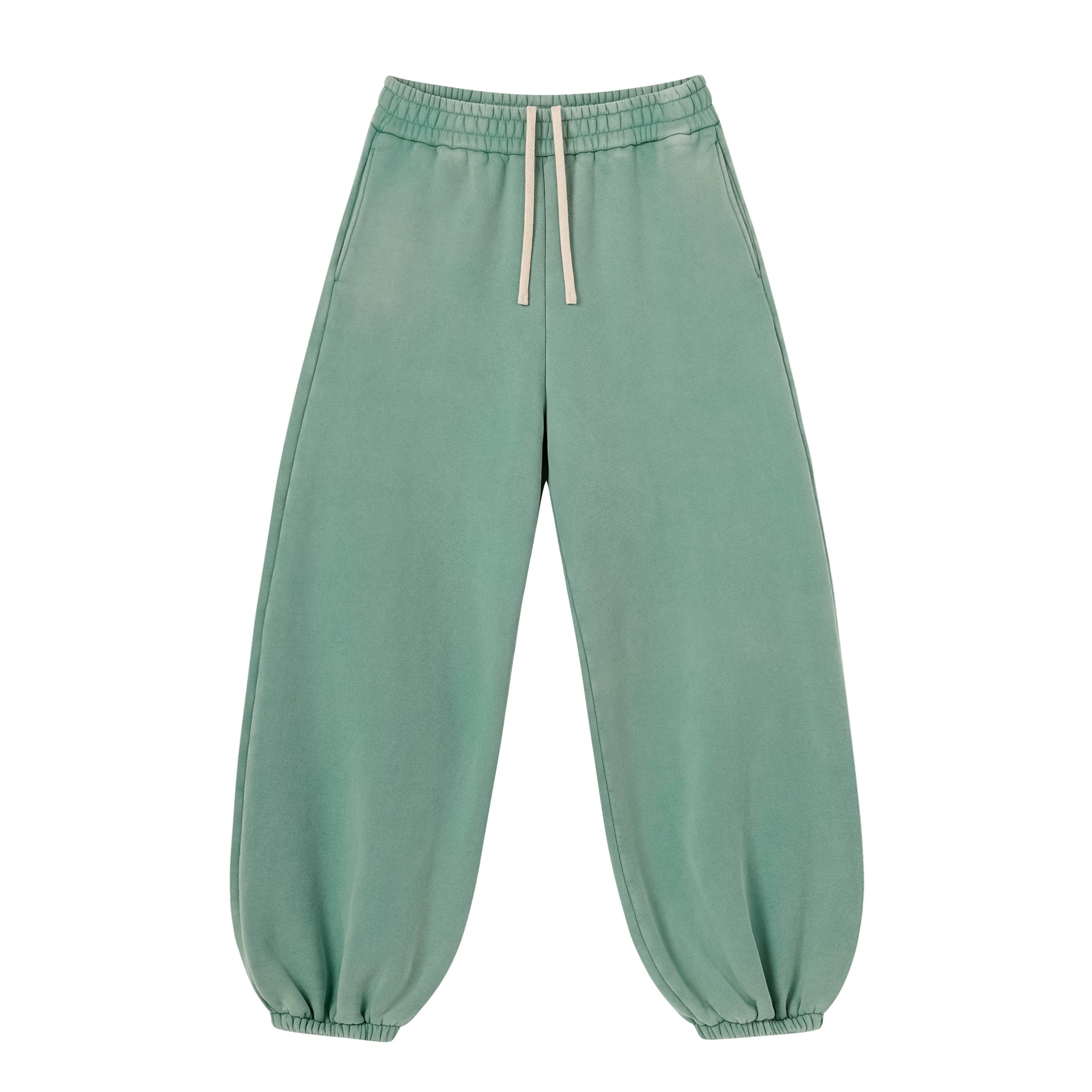 Kanye Sage Green Washed Baggy Jogger Pants Wide Leg Elastic Waist Street Trousers