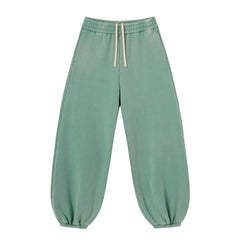 Kanye Sage Green Washed Baggy Jogger Pants Wide Leg Elastic Waist Street Trousers
