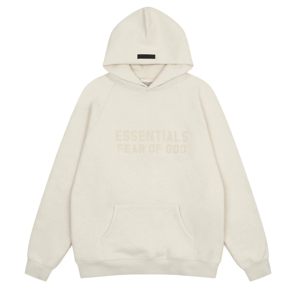Fog Essentials Cream‑White Oversized Hoodie T‑Tone Chest Logo