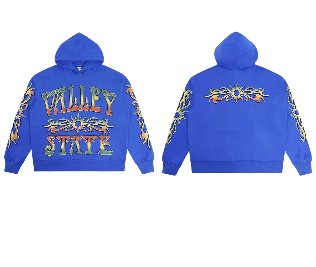 Valleydream Blue Valley State Tribal Print Hooded Sweatshirt
