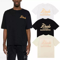 Rhude Authorized Sales And Service Front Back Script Logo Short Sleeve T-Shirt
