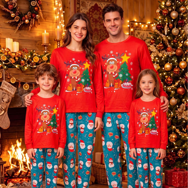 New Christmas Printed Parent Child Long Sleeve Pajama Set Home Clothes Christmas Matching Pajamas Hover Image