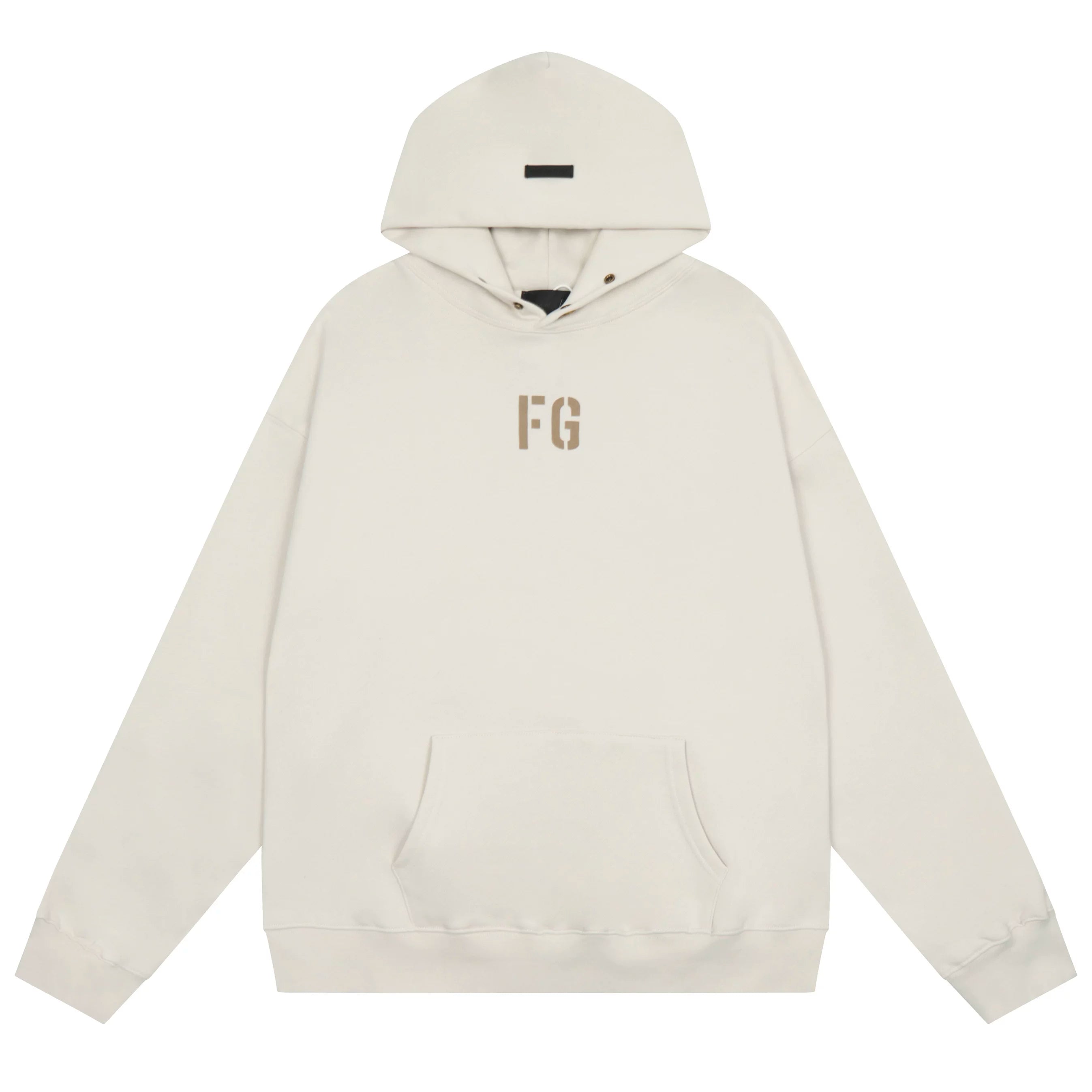 Fog Essentials Off‑White Minimal FG Embroidered Oversized Pullover Hoodie