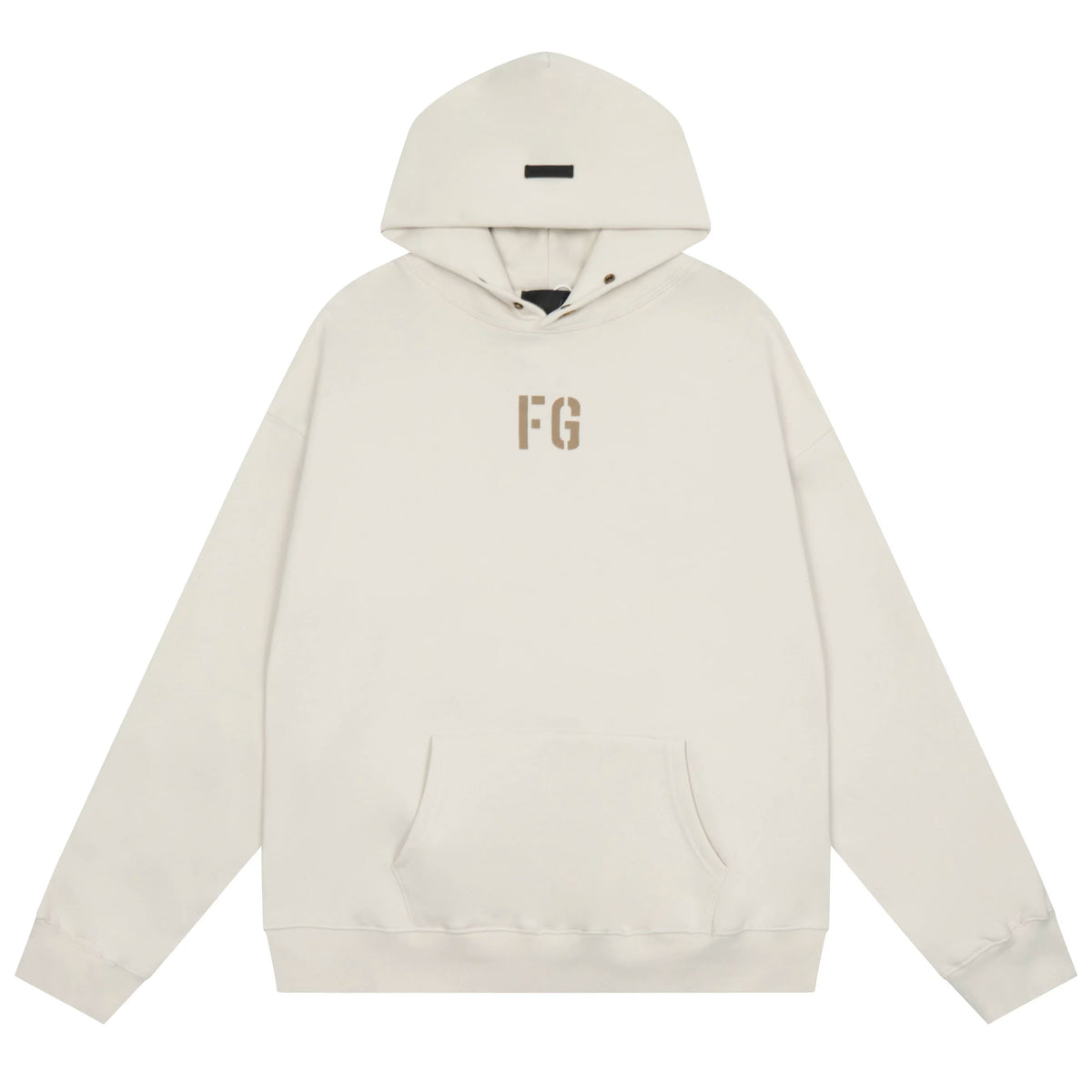 Fog Essentials Off‑White Minimal FG Embroidered Oversized Pullover Hoodie