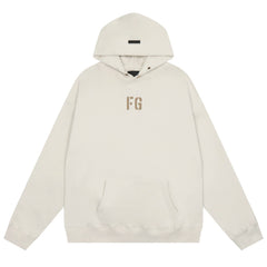 Fog Essentials Off‑White Minimal FG Embroidered Oversized Pullover Hoodie