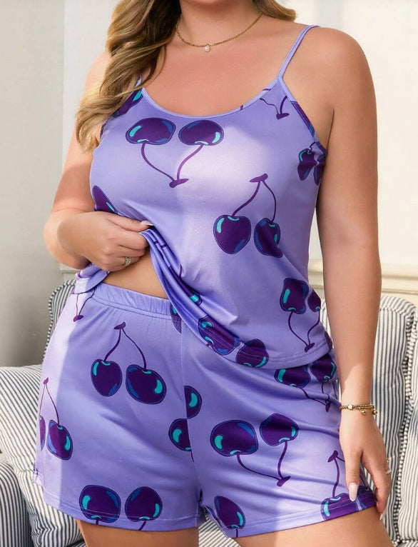 Cross border Hawaiian pajamas, camisoles, tank tops, shorts, casual and fashionable, can be worn as outerwear, two-piece set for women's clothing (3) Hover Image
