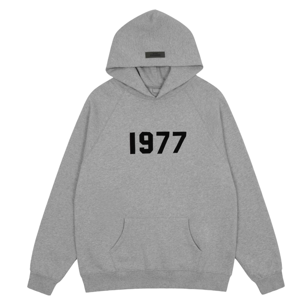 Fog Essentials Heather Grey 1977 Vintage Graphic Oversized Street‑Style Hoodie