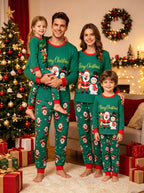 Amazon's new Christmas European and American parent-child family pajamas set, fashionable round neck printed trendy mother and child home clothes