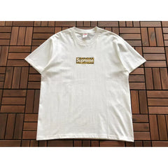 Supreme White Leopard Box Logo Short‑Sleeve T‑Shirt Hip‑Hop Street‑Wear Tee