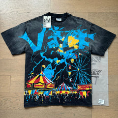 VALEFOREVER Black Washed Carnival Ferris Wheel Valley Fest Vintage Graphic T-Shirt