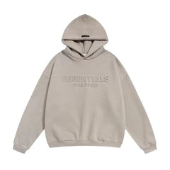 Fog Essentials Embossed Logo Oversized Hoodie, Drop‑Shoulder Front‑Print Pullover Sweatshirt