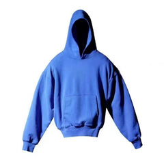 Kanyeyeezy Solid Blue Oversized Cropped Hoodie