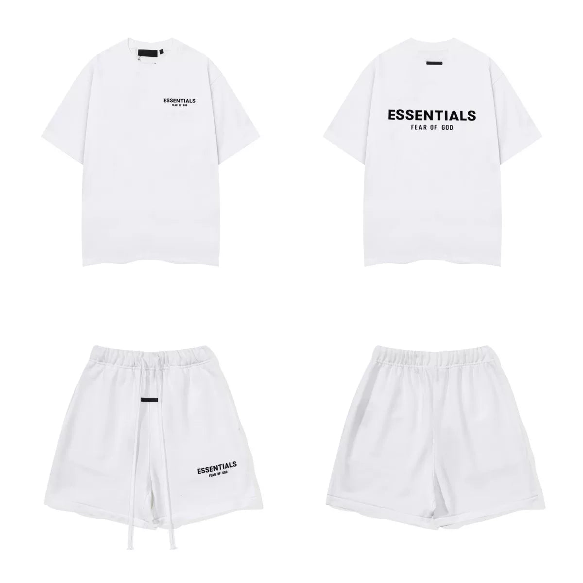 Fog Essentials Letter Print Oversized T‑Shirt And Elastic Waist Shorts 2‑Piece Streetwear Tracksuit