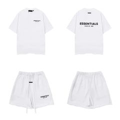 Fog Essentials Letter Print Oversized T‑Shirt And Elastic Waist Shorts 2‑Piece Streetwear Tracksuit