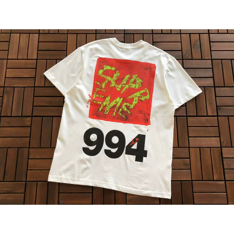 Supreme White 994 Graffiti Back Print Short‑Sleeve T‑Shirt Fashion Street Top