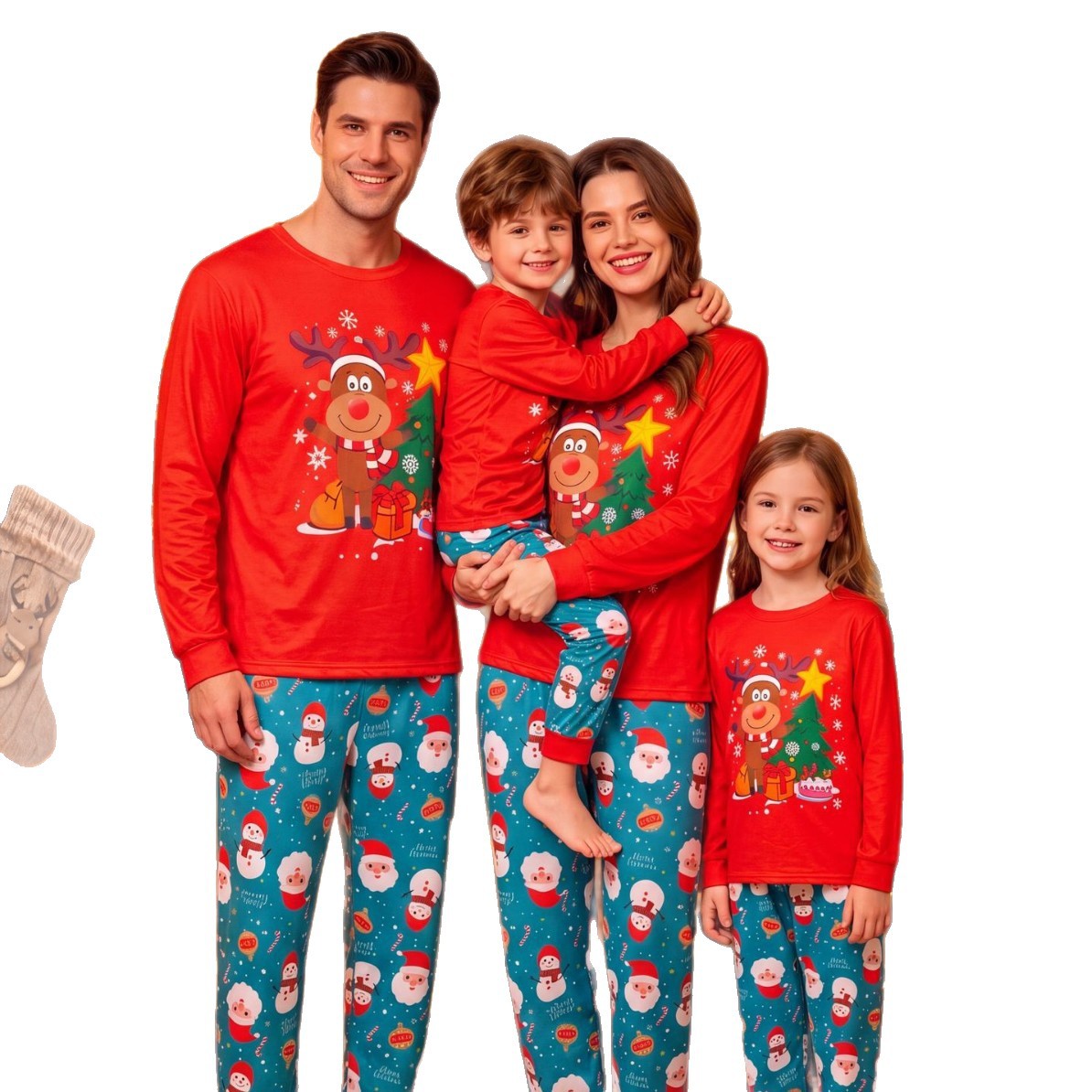 New Christmas Printed Parent Child Long Sleeve Pajama Set Home Clothes Christmas Matching Pajamas