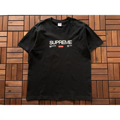 Supreme Black Multi‑Print Chest Logo Short‑Sleeve T‑Shirt Hip‑Hop Street Tee