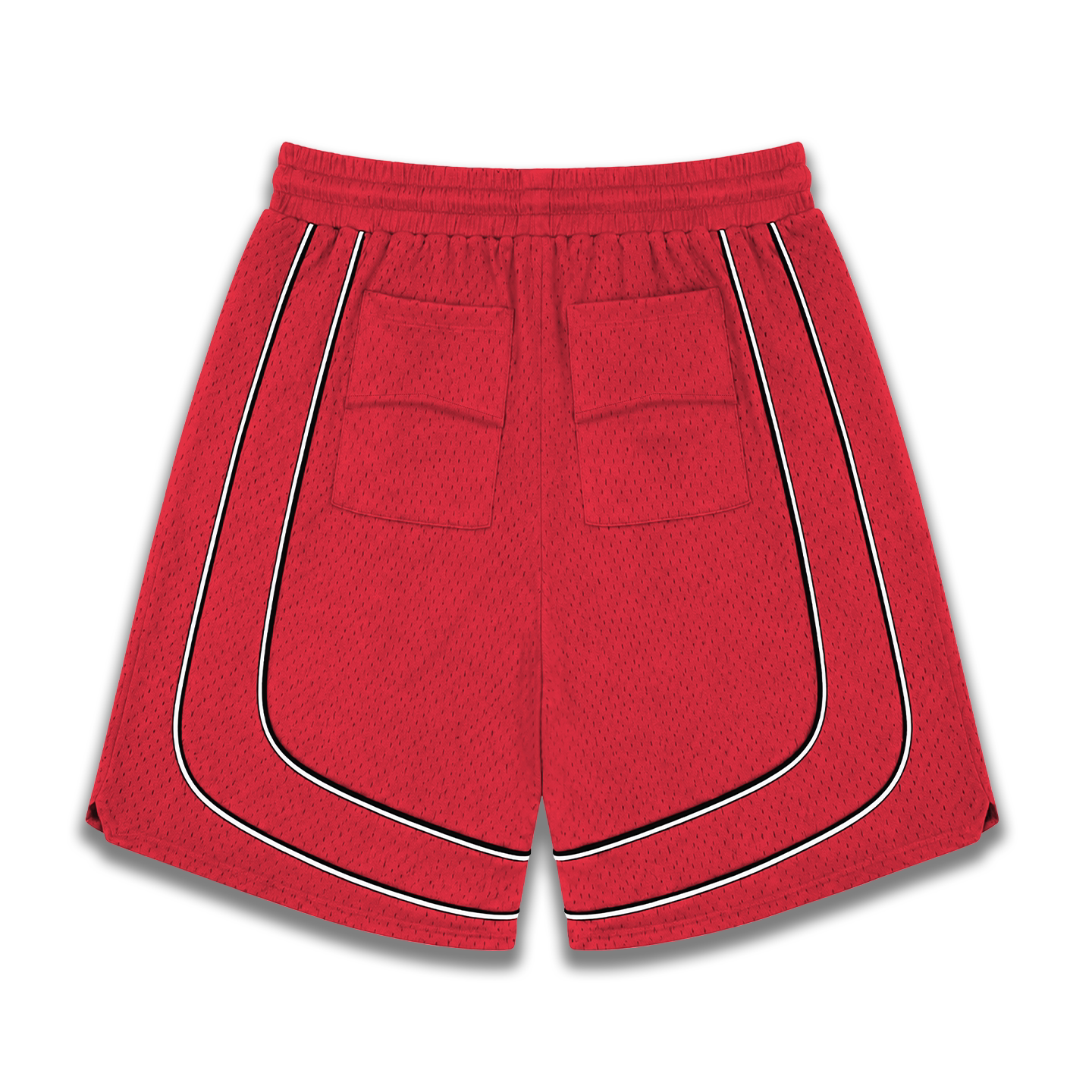 Rhude R‑Logo Dual‑Line Piping Red Basketball‑Style Drawstring Streetwear Shorts
