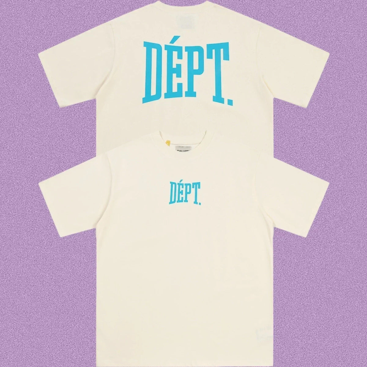 Gallery Dept. Arch Logo Short Sleeve T-Shirt - Cream/Cyan
