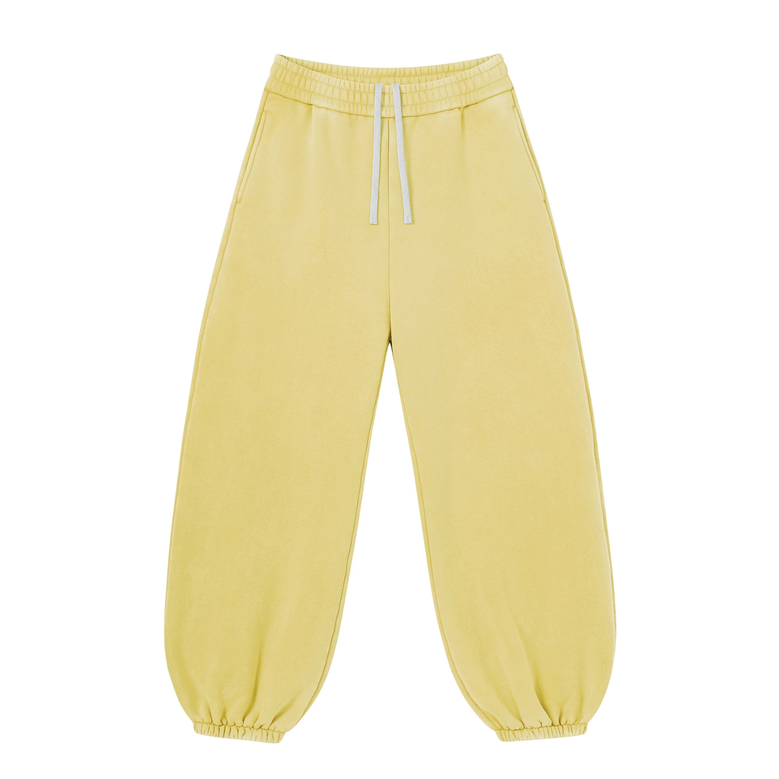 Kanye Pale‑Yellow Washed Baggy Balloon‑Leg Jogger Pants Elastic Cuff Street‑Wear Sweatpants