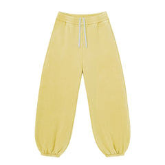 Kanye Pale‑Yellow Washed Baggy Balloon‑Leg Jogger Pants Elastic Cuff Street‑Wear Sweatpants