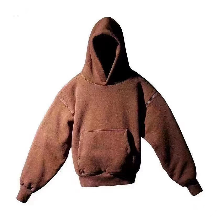 Kanyeyeezy Solid Coffee Brown Oversized Cropped Hoodie