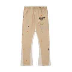Gallery Dept. Paint Splatter Contrast Panel Sweatpants - Khaki / Tan