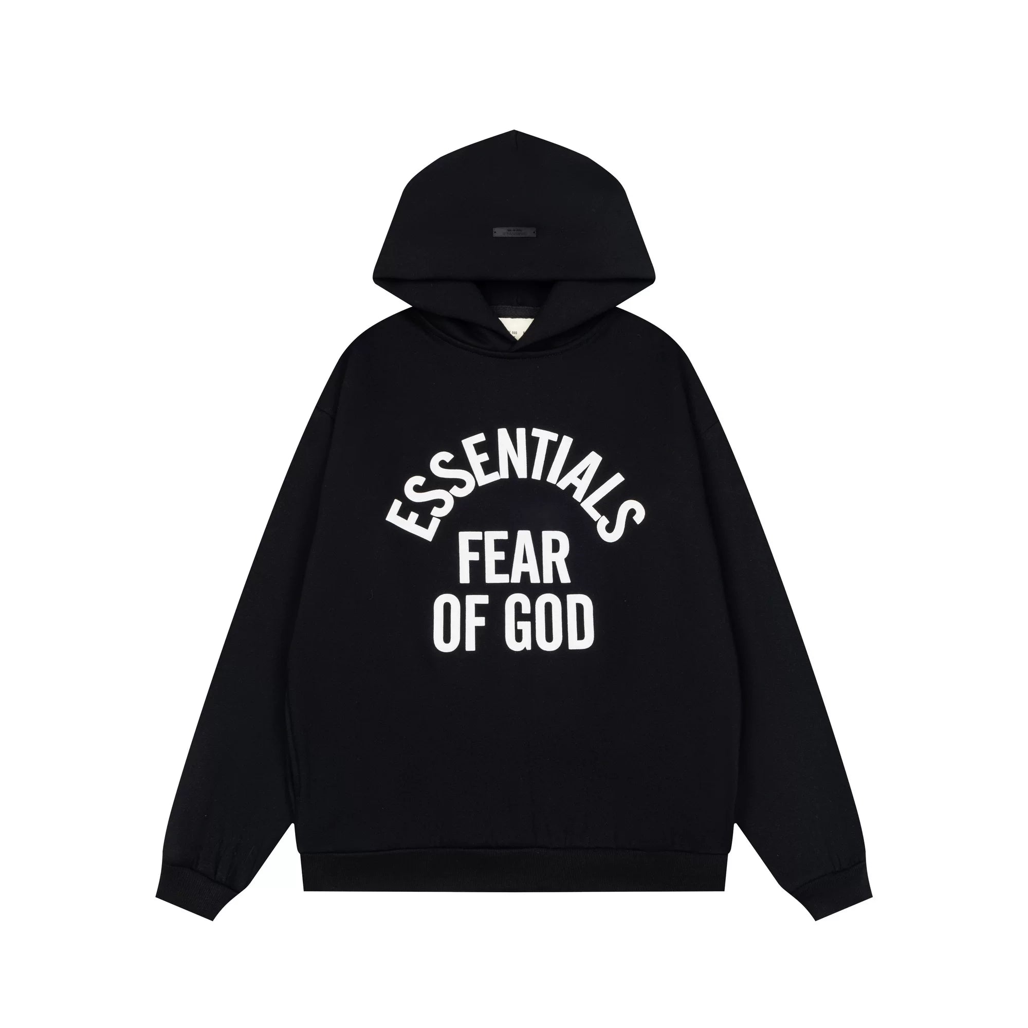 Fog Essentials Classic Black‑White Graphic Print Pullover Hoodie Unisex Street Sweatshirt