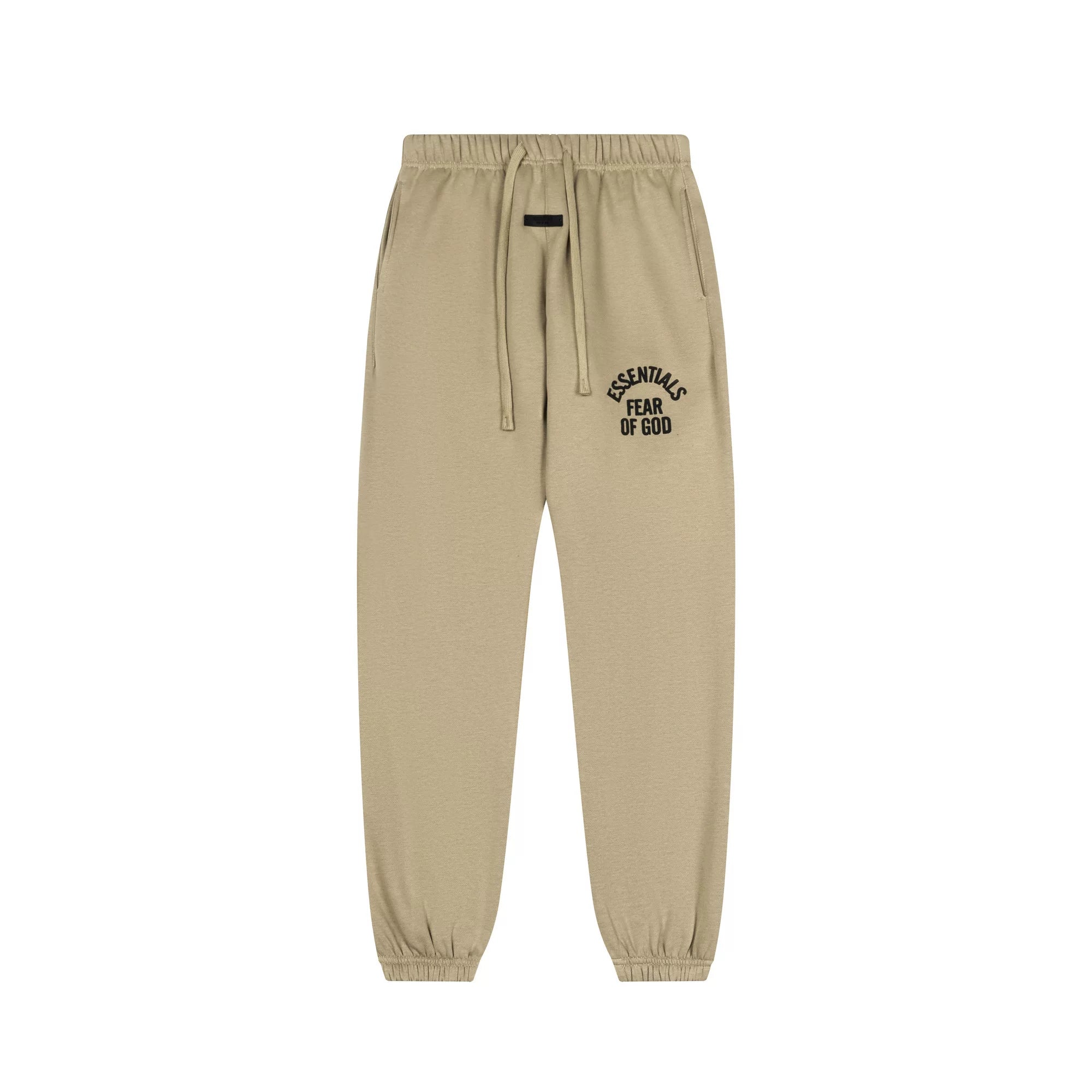 Fog Essentials Khaki Relaxed‑Fit Jogger Pants Elastic Cuff Unisex Casual Street Sweat Trousers