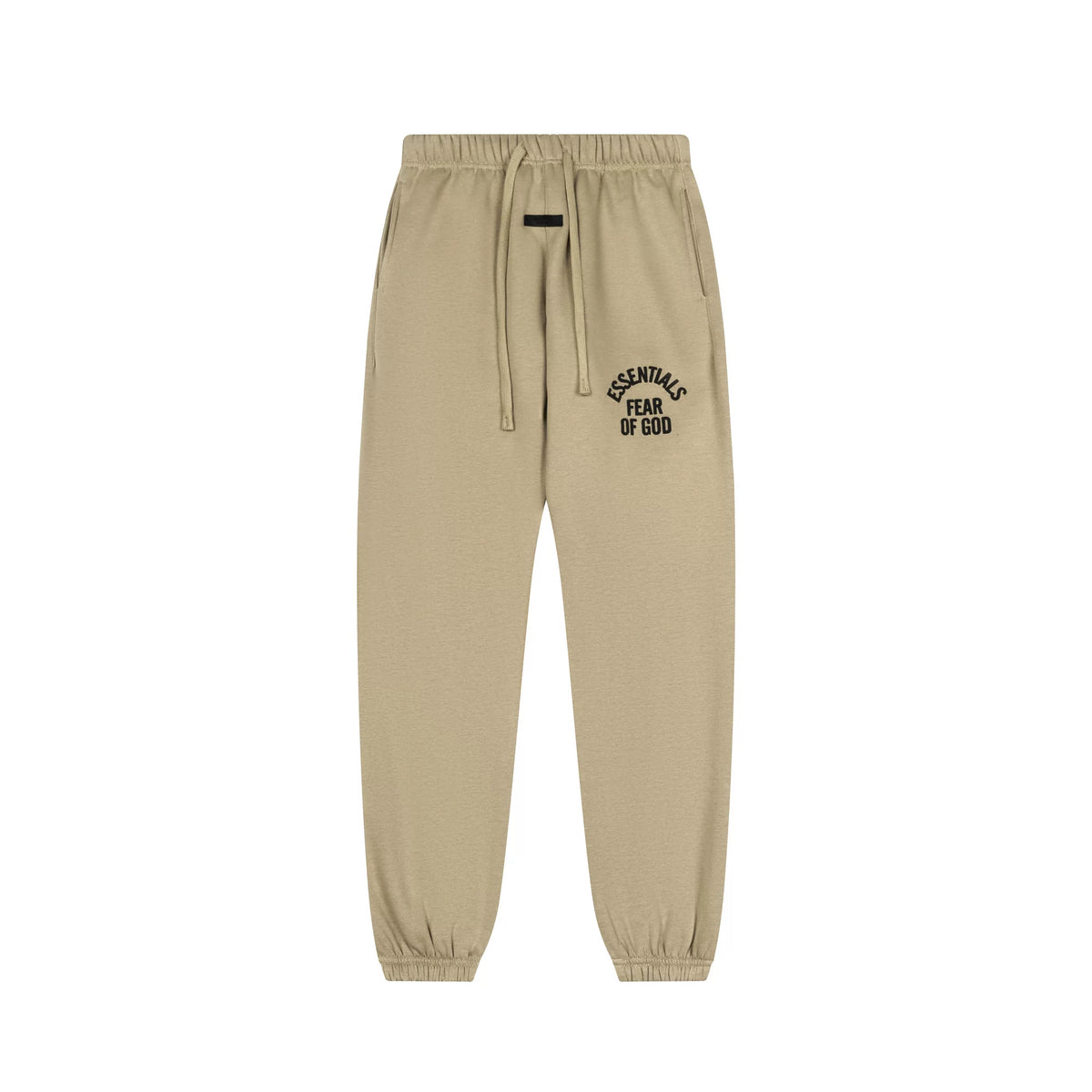 Fog Essentials Khaki Relaxed‑Fit Jogger Pants Elastic Cuff Unisex Casual Street Sweat Trousers