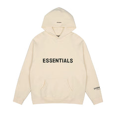 Fog Essentials Cream Off‑White Oversized Hoodie With Black Chest Logo