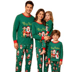 Amazon's new Christmas European and American parent-child family pajamas set, fashionable round neck printed trendy mother and child home clothes