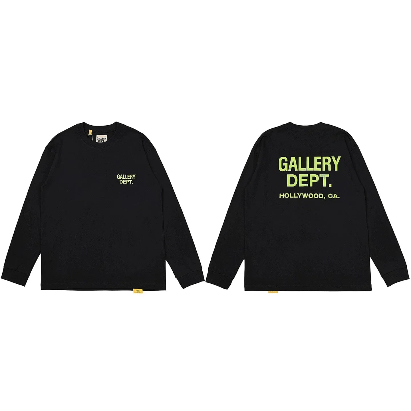 Gallery Dept. Hollywood Logo Long Sleeve T-Shirt - Black/Neon Yellow