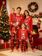 European and American Cross border Christmas Home Clothing Parent Child Long Sleeve Family of Four Christmas Day Pajama Set