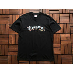 Supreme Black Fire Graphic Logo Short‑Sleeve T‑Shirt Hip‑Hop Street‑Wear Tee