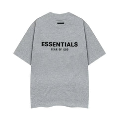 Fog Essentials Grey Oversized Logo Print Short‑Sleeve T‑Shirt Daily Street‑Style Top