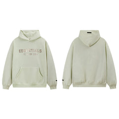 Fog Essentials Light Sage Green Fleece‑Lined Oversized Pullover Hoodie Chest Logo Print