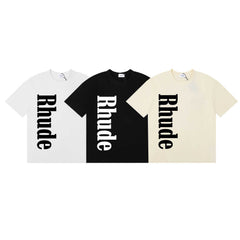 Rhude Vertical Bold Letter Logo Graphic Short Sleeve T-Shirt