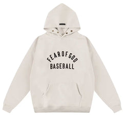 Fog Essentials Off‑White Oversized Hoodie “FEAR OF GOD BASEBALL” Print